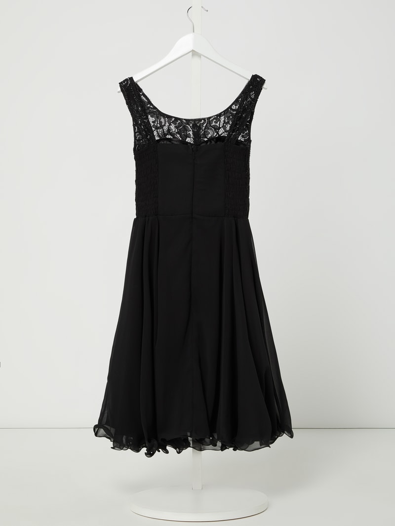 Kleid aus Spitze und Chiffon mit Glitter-Effekt in schwarz