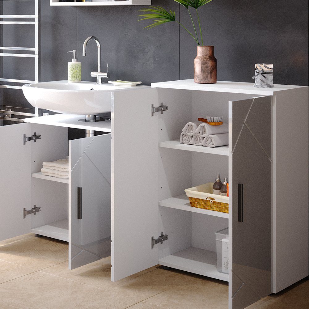 Vicco Midischrank Badezimmerschrank IRMA Weiß Hochglanz