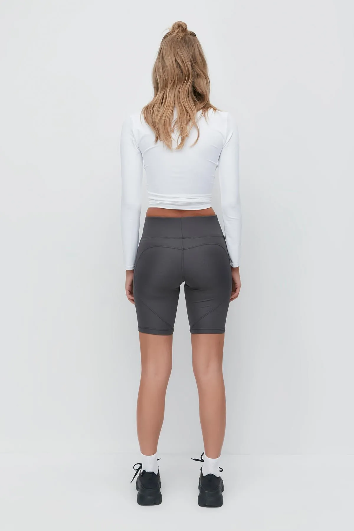 C&City  Pop-Up-Sportshorts mit hoher Taille, Leggings 9410, geräuchert
