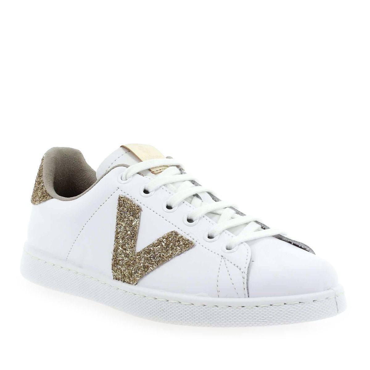Victoria  1125188 TENIS PIEL VIRUTAS GLITTER - Blanc Marron Platine