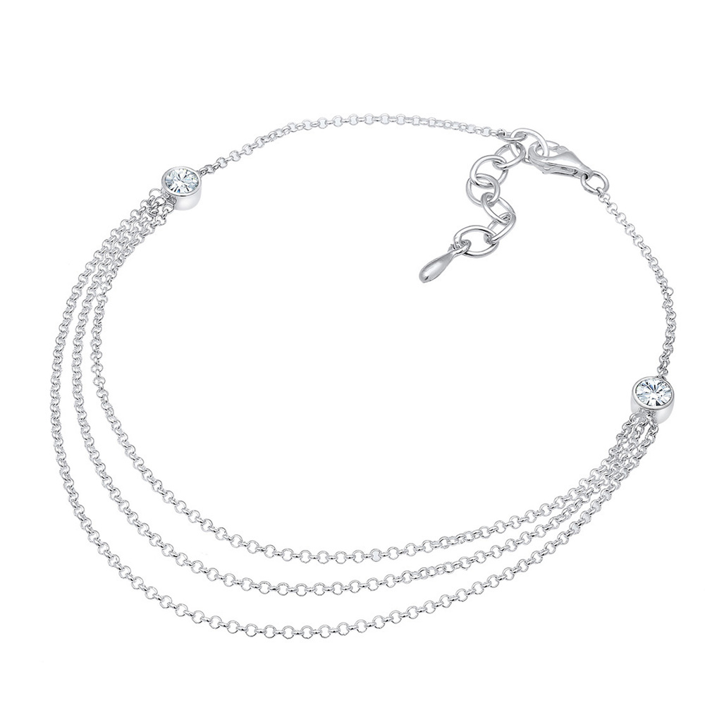 Elli Elli Bracelet de Cheville Femmes solitaire été avec cristaux en argent sterling 9 Bijoux