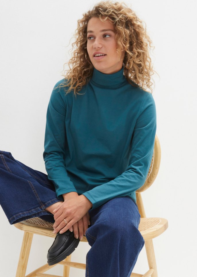 Essential Langarmshirt mit Rollkragen, seamless