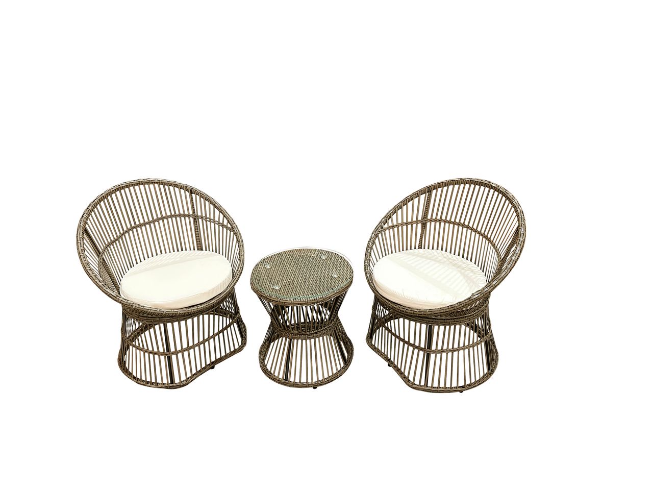 Happy Home Happy Home 3 tlg. Garten Set mit Sitzkissen HGS49-BEI in Rattan Beige