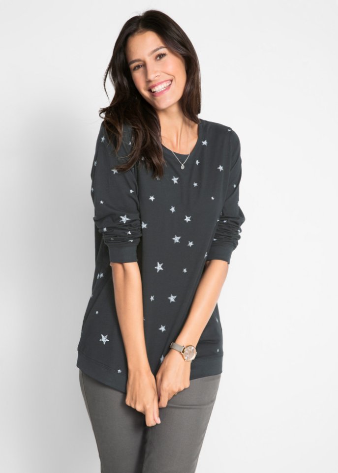 Bedrucktes Langarmshirt aus Baumwolle