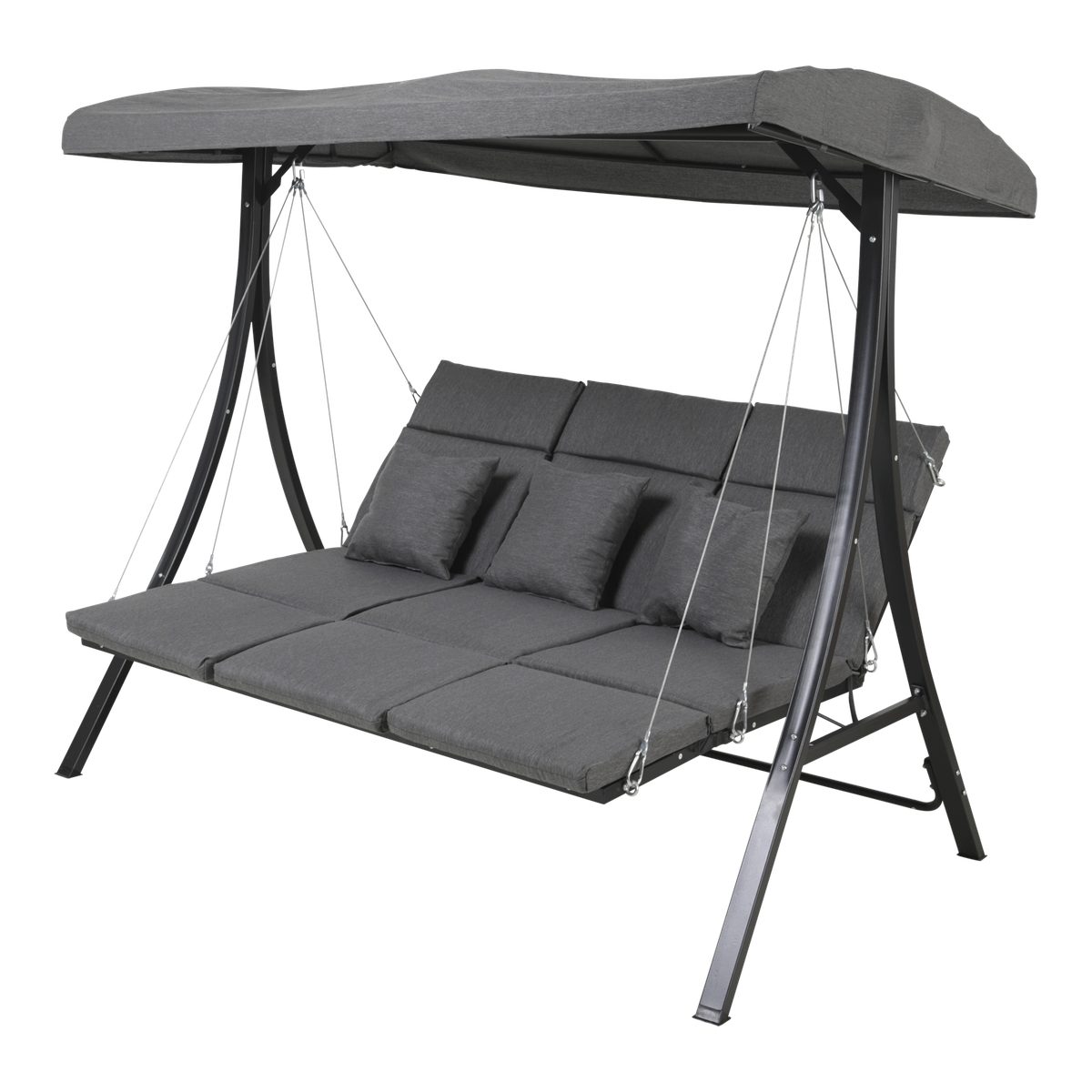 Lesli Living Hollywoodschaukel Gartenschaukel Hollywoodschaukel Madeira 3 Personen schwarz/grau