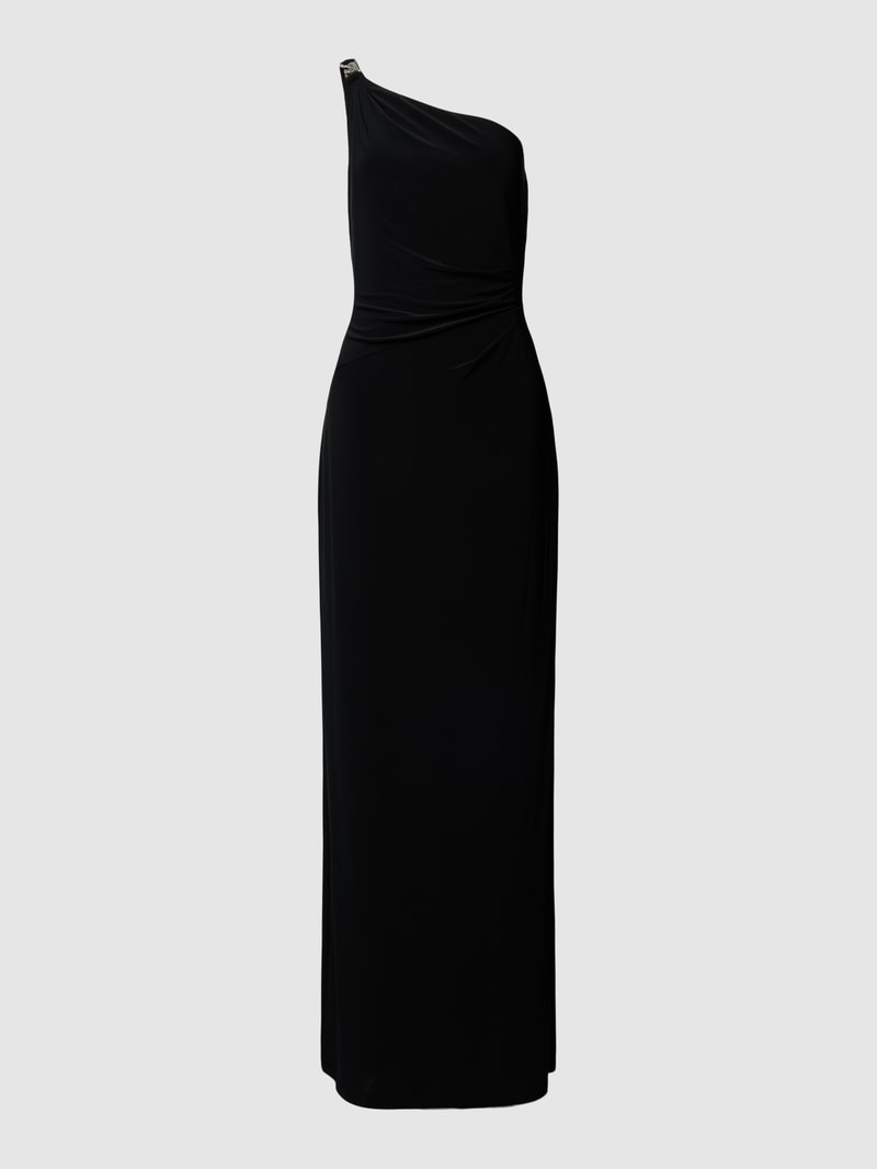 Damen Abendkleid mit Seitenschlitz Modell 'BELINA' in schwarz