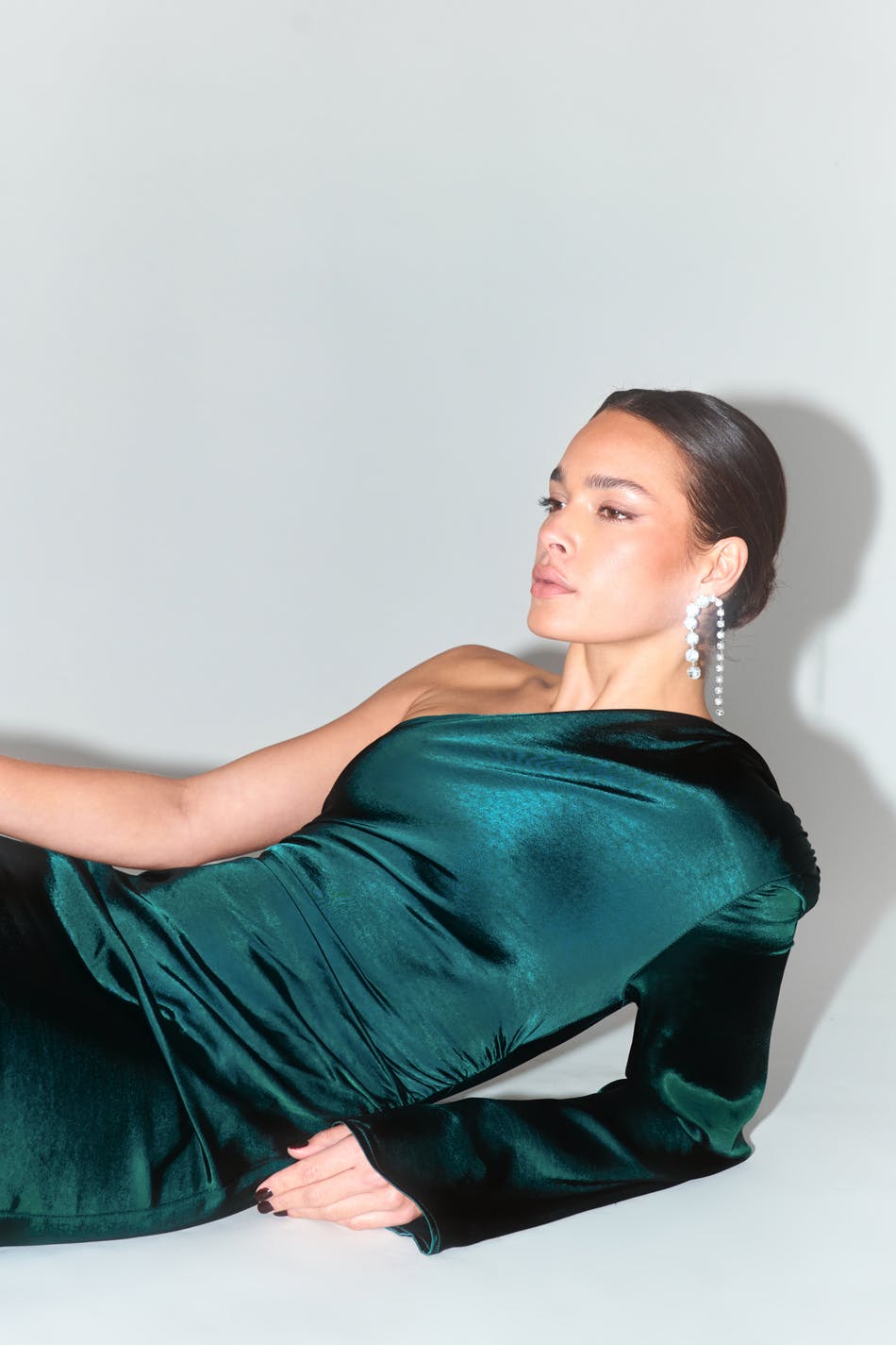 One shoulder satin dress
