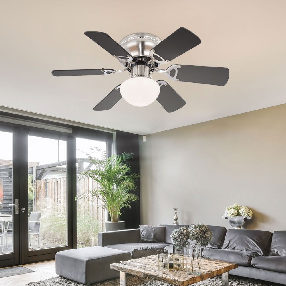 etc-shop Deckenventilator, Deckenventilator mit Beleuchtung und Zugschalter 2 Flügelfarben