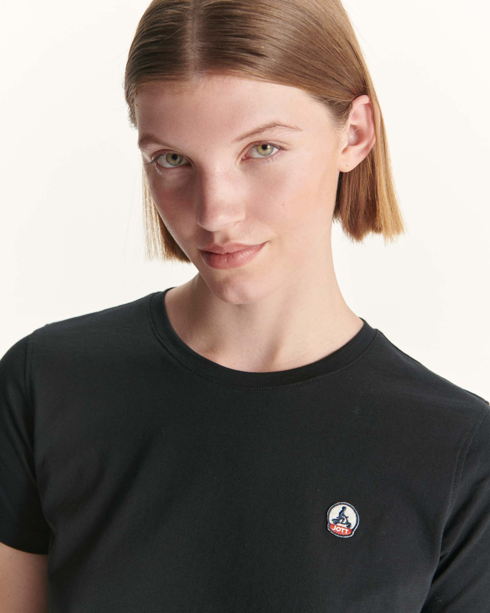 T-shirt à col rond femme en coton biologique Noir Rosas