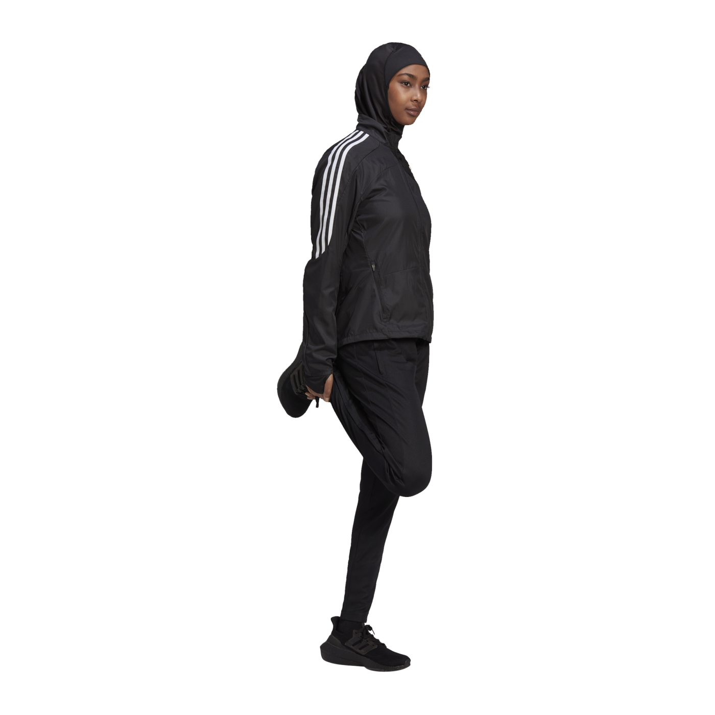 adidas 3S Stripes Hijab Running Damen Schwarz