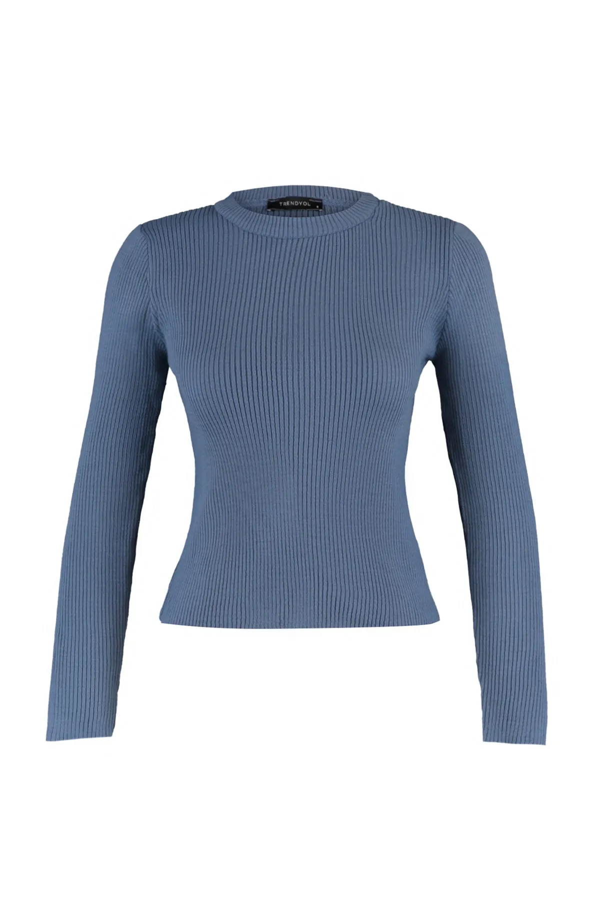 Trendyol Collection  Indigoblauer Basic-Pullover aus Kordelstrick TWOAW22KZ1708