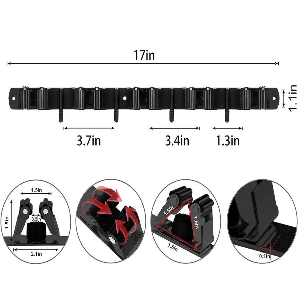 Runxizhou Wandhaken Besenhalterung Wand, 5 Halter + 4 Haken Schwerlast Gerätehalter, (1-St)