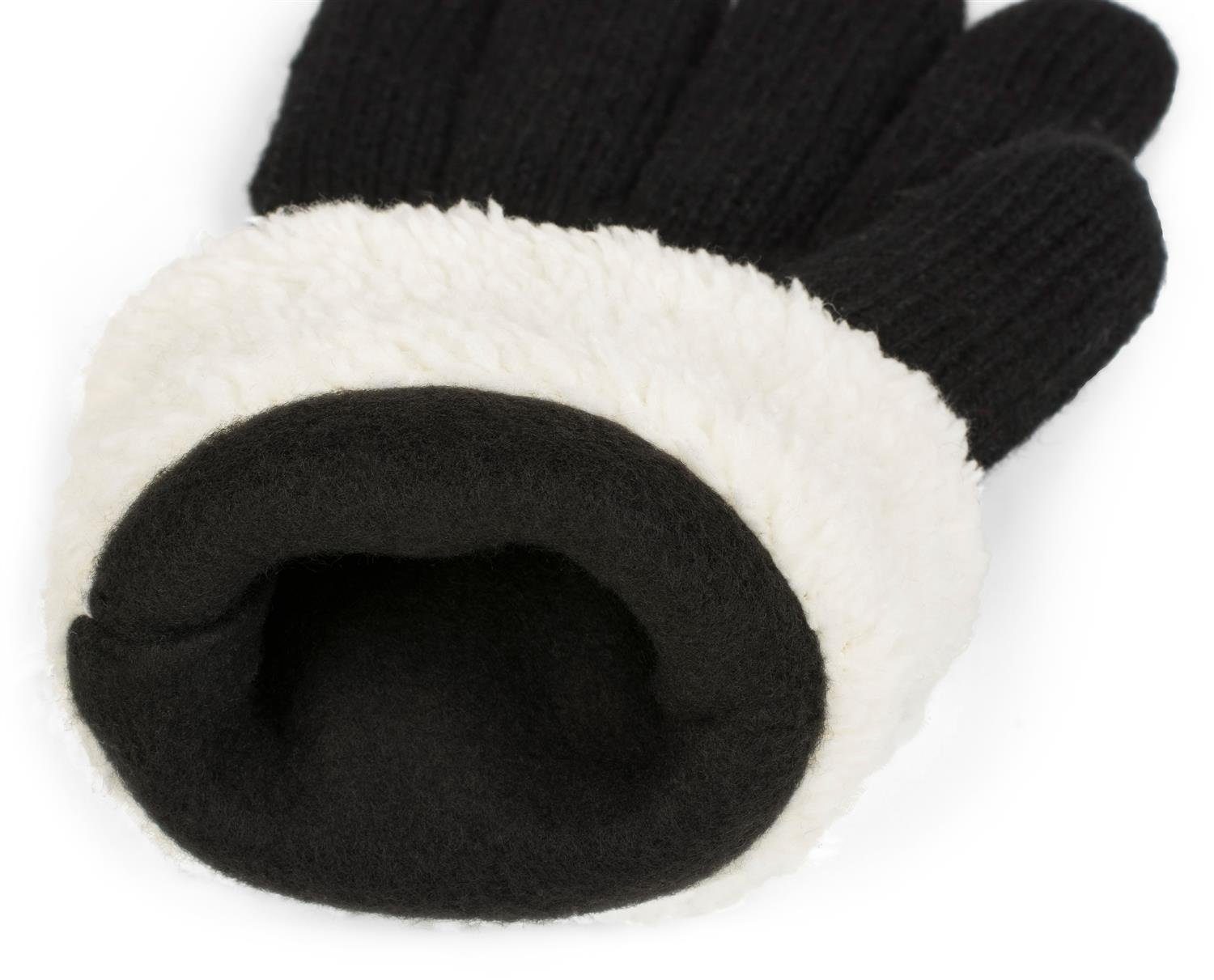 styleBREAKER Strickhandschuhe Strickhandschuhe mit Strass und Fleece