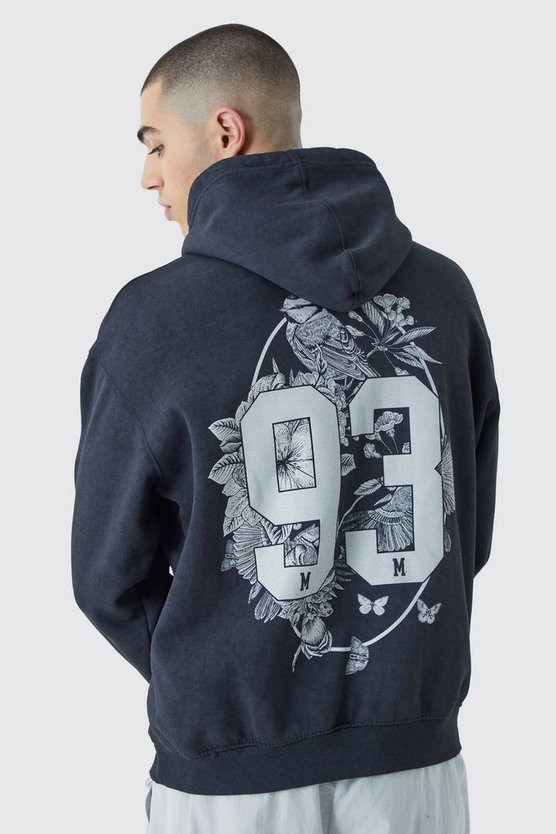 Oversize Hoodie mit 93 Acid-Waschung und Print