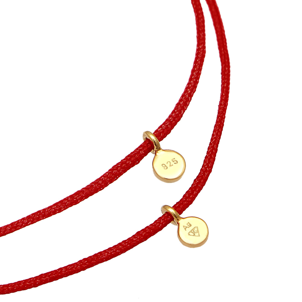 Elli Elli Bracelet Femmes Set mère-enfant cœur Cut-Out avec nylon rouge en argent ster Bracelet