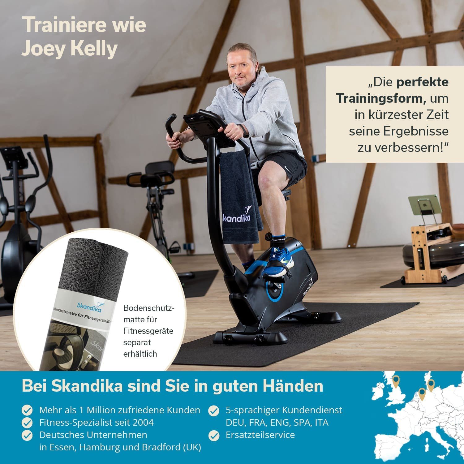 Skandika Ergometer Cardio Bike Atlantis Heimtrainer mit App Steuerung, Bluetooth, 32 Stufen, geräuscharm, Transportrollen, bis 150kg