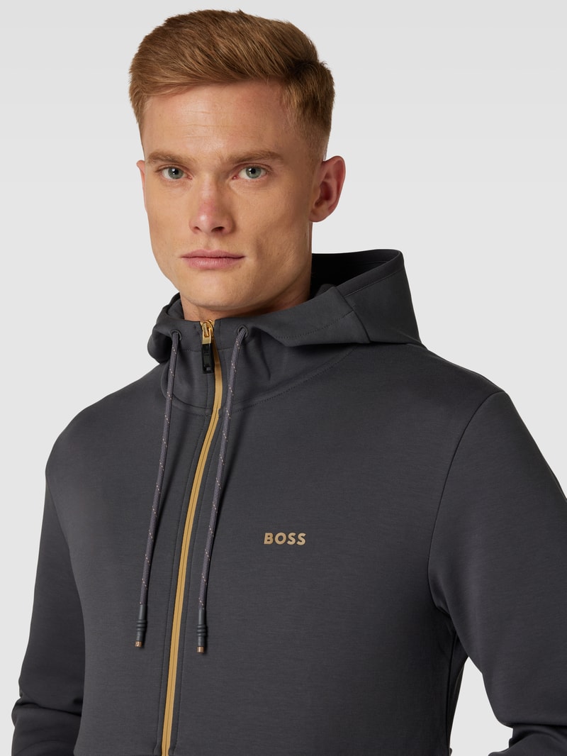 Sweatjacke mit Kapuze Modell 'Saggy' in graphit
