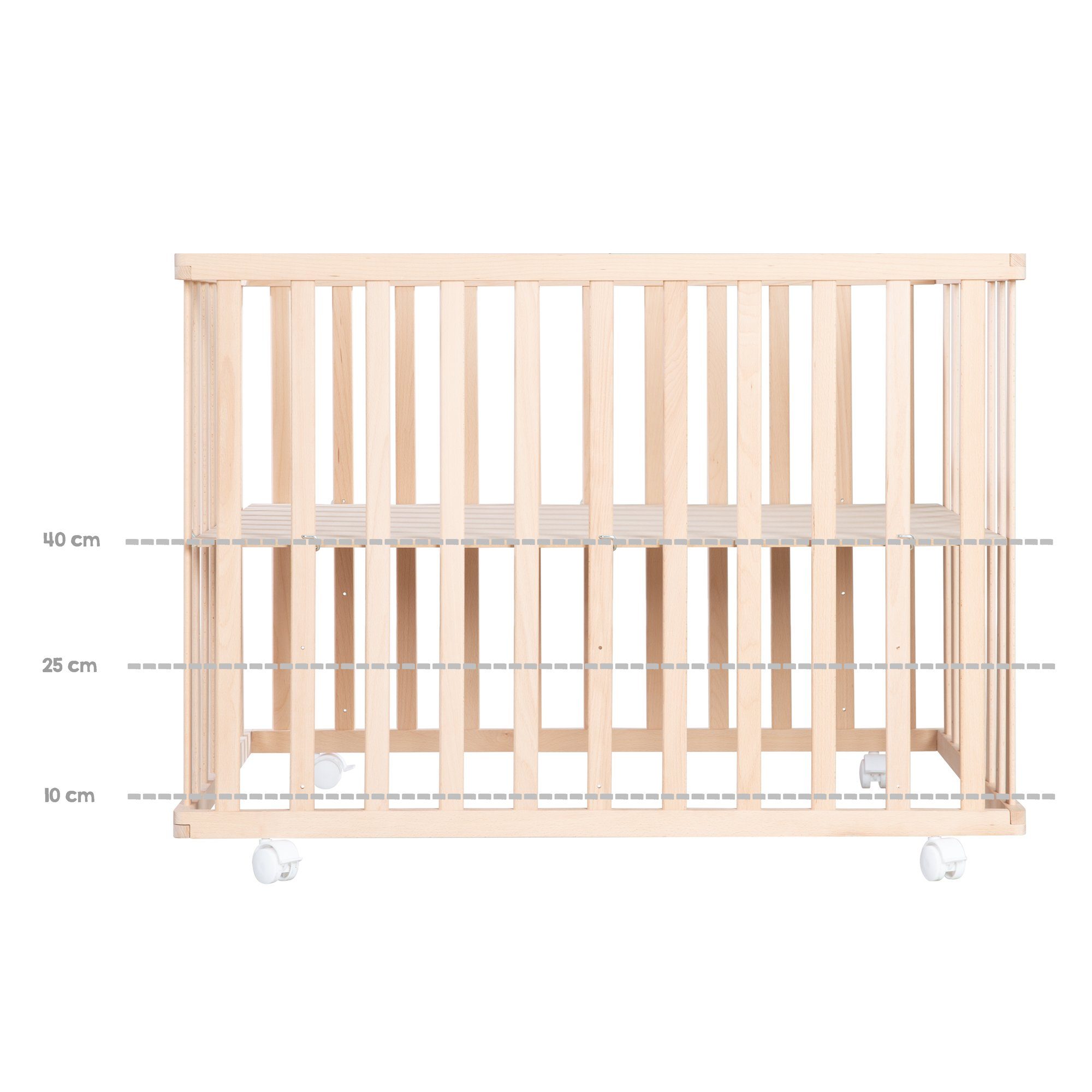 roba® Laufgitter Jumbo twins grau, 4-eckig, Laufstall, inkl. Schutzeinlage & Rollen, höhenverstellbar