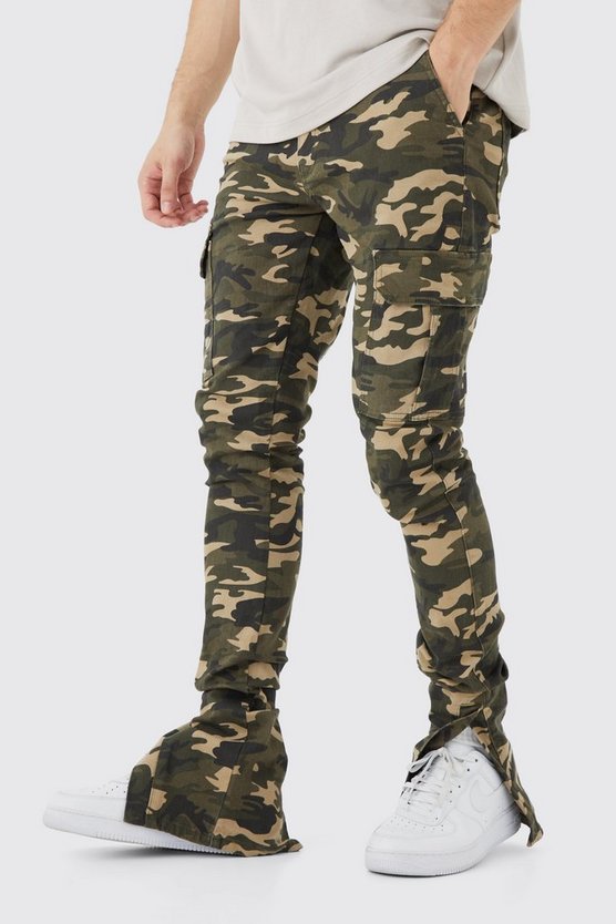 Tall Skinny Camouflage Cargo-Hose mit geteiltem Saum