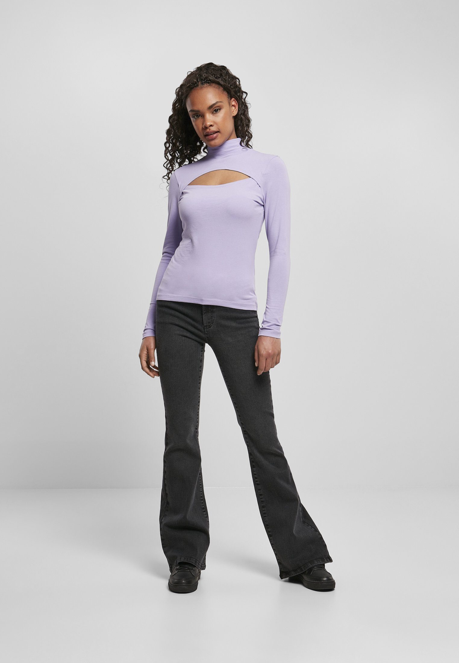 URBAN CLASSICS Langarmshirt Damen Ladies Cut-Out Turtleneck Longsleeve (1-tlg)