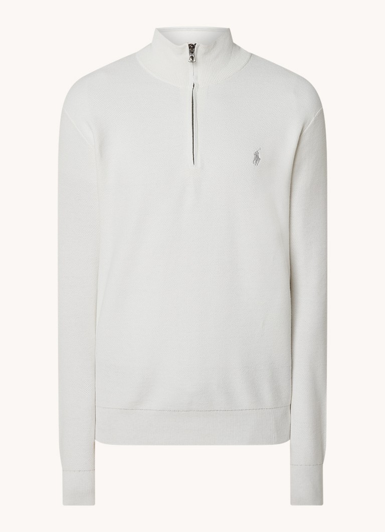 Ralph Lauren Fine-knit pullover with half zip and logo embroidery