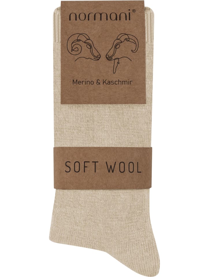 normani 3 Socken aus Cashmere und Merinowolle mit Komfortbund in Beige günstig kaufen