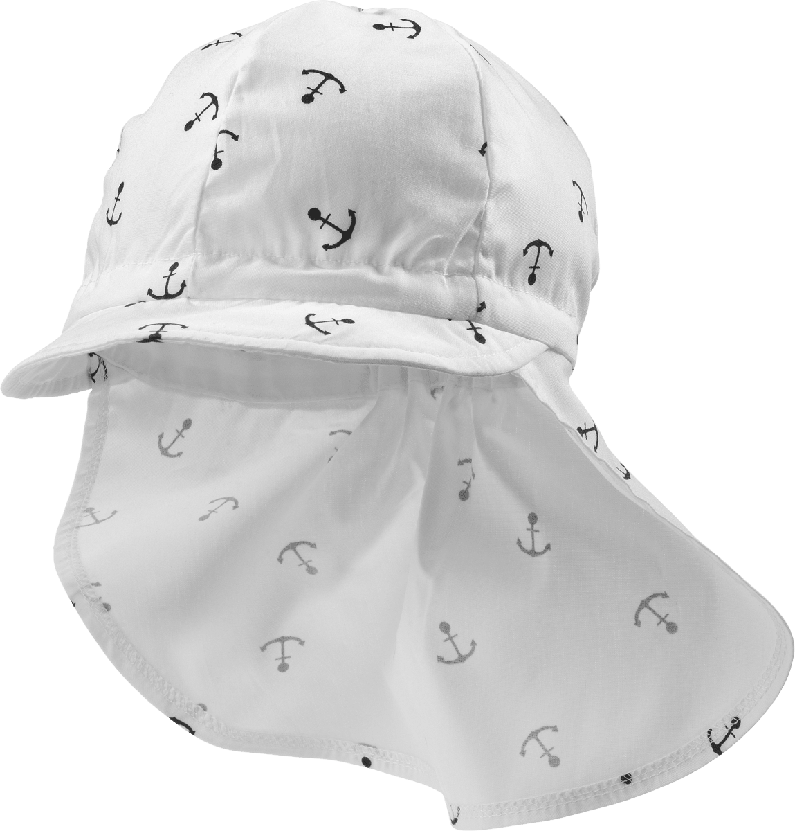 Kinder Mütze, Gr. 52/53, aus Bio-Baumwolle, weiss, blau, 1 St