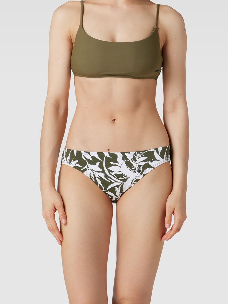 Bikini-Hose mit floralem Allover-Print Modell 'TROPIC' in khaki