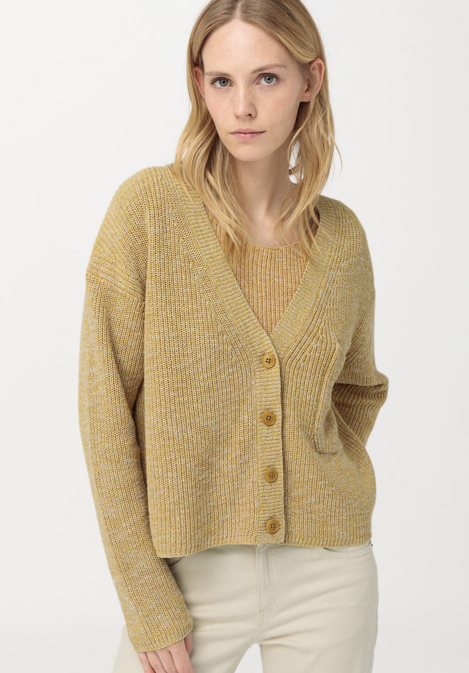Cardigan aus Bio-Baumwolle mit Leinen