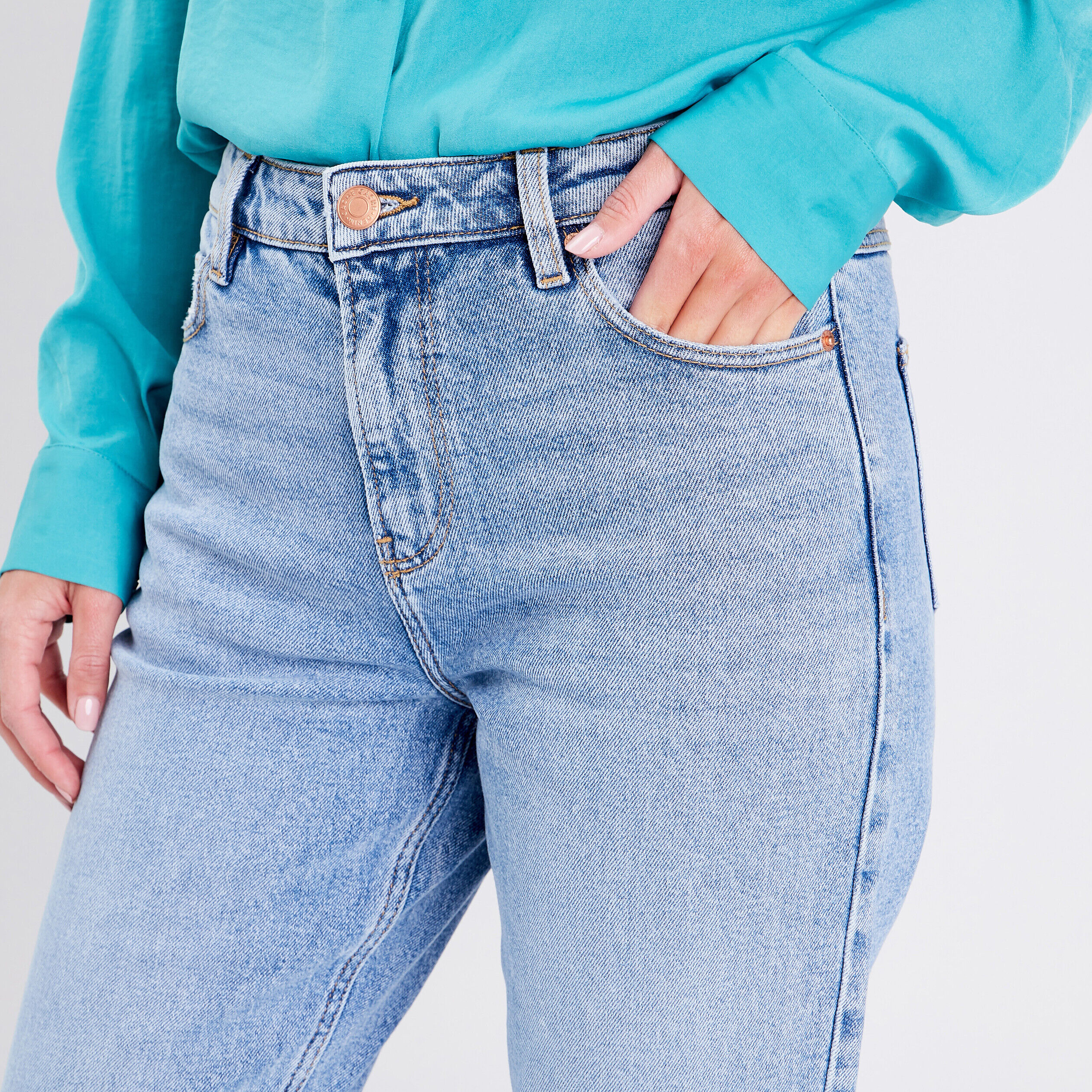 Jeans mom délavé denim double stone femme | Cache Cache