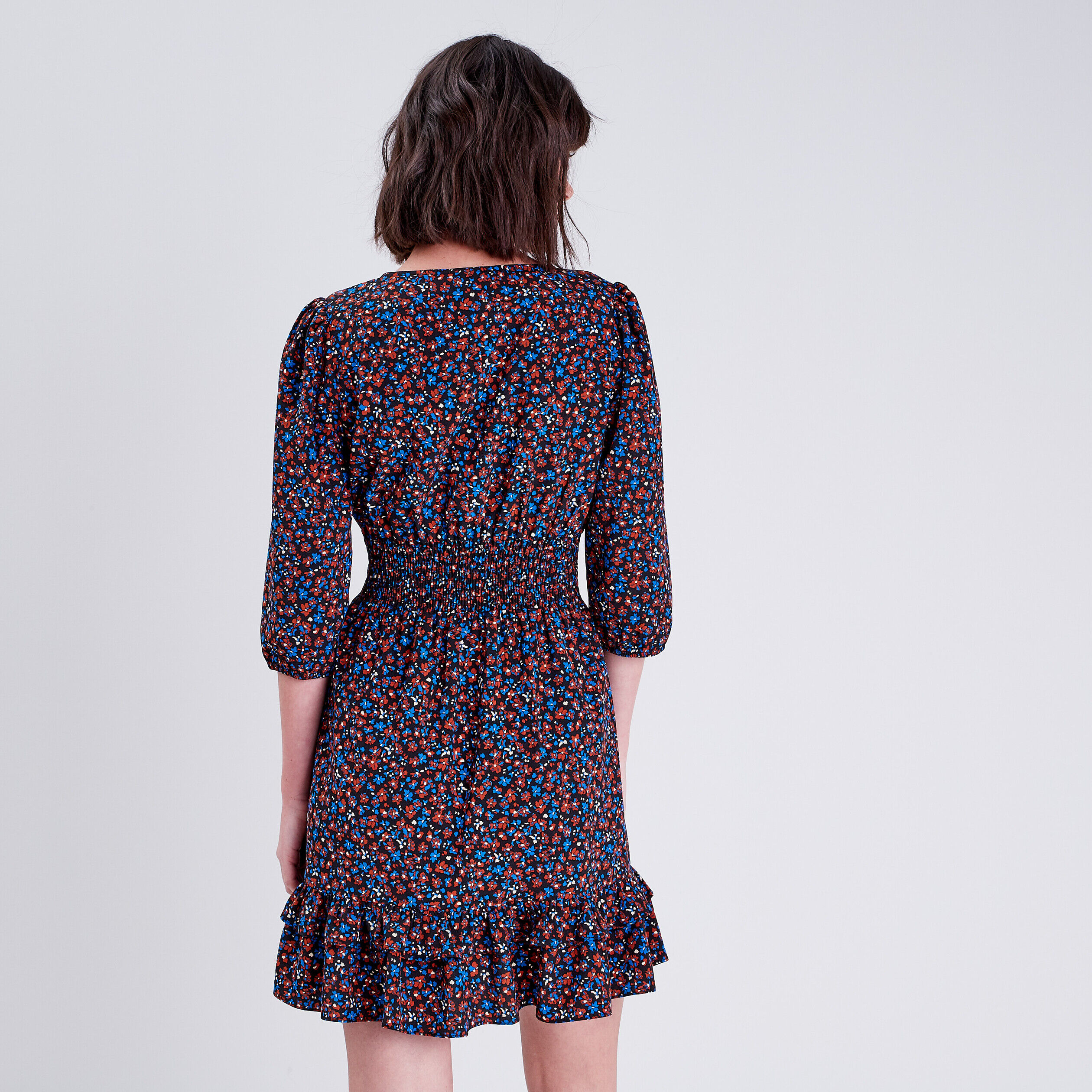 Robe droite smockée noir femme | Cache Cache