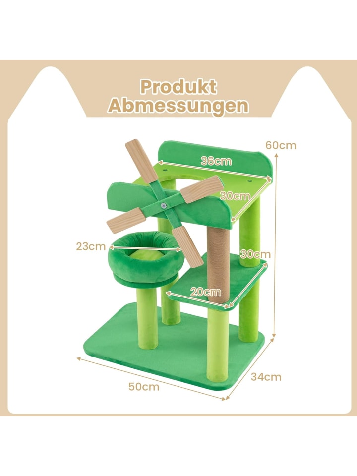 COSTWAY Kleiner Kratzbaum Windmühle in Grün günstig kaufen onesize