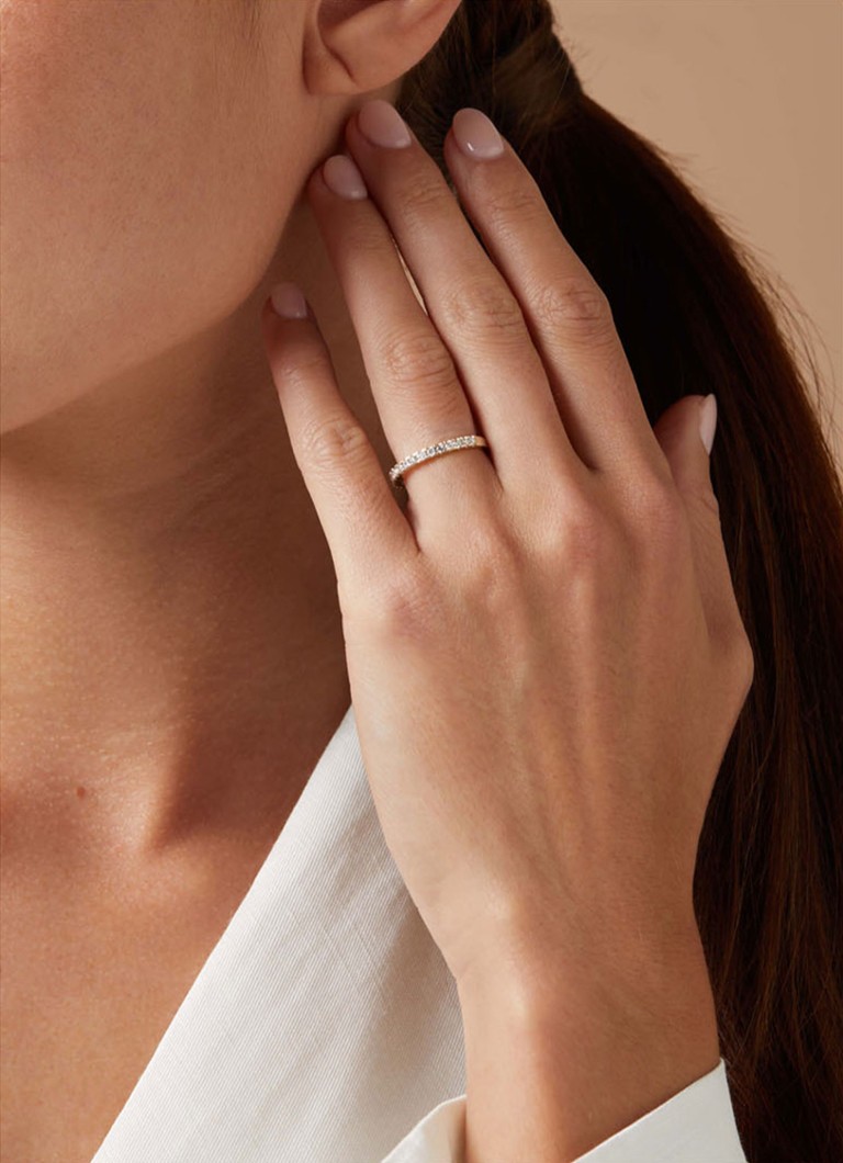 Bague en or jaune Diamond Point avec diamant de 0,33 ct, idéale pour un mariage.