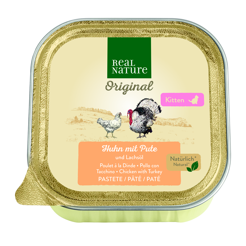 REAL NATURE Nassfutter REAL NATURE Kitten Huhn mit Pute und Lachsöl 16x100g