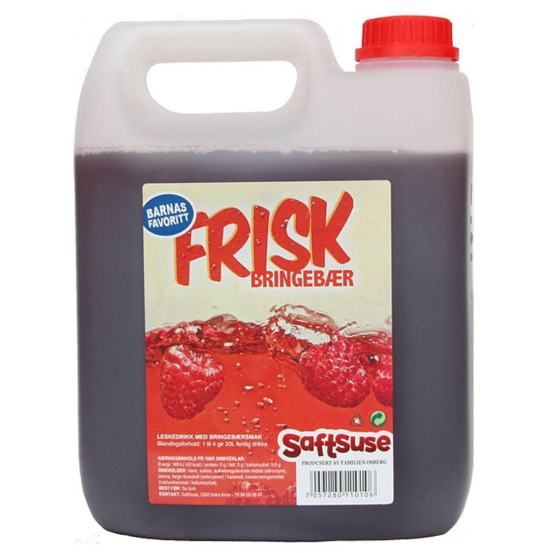 Saftsuse Frisk Bringebær 4 liter