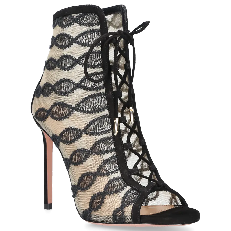 Aquazzura - Schnürstiefeletten AFTER DARK 105 Spitze - schwarz