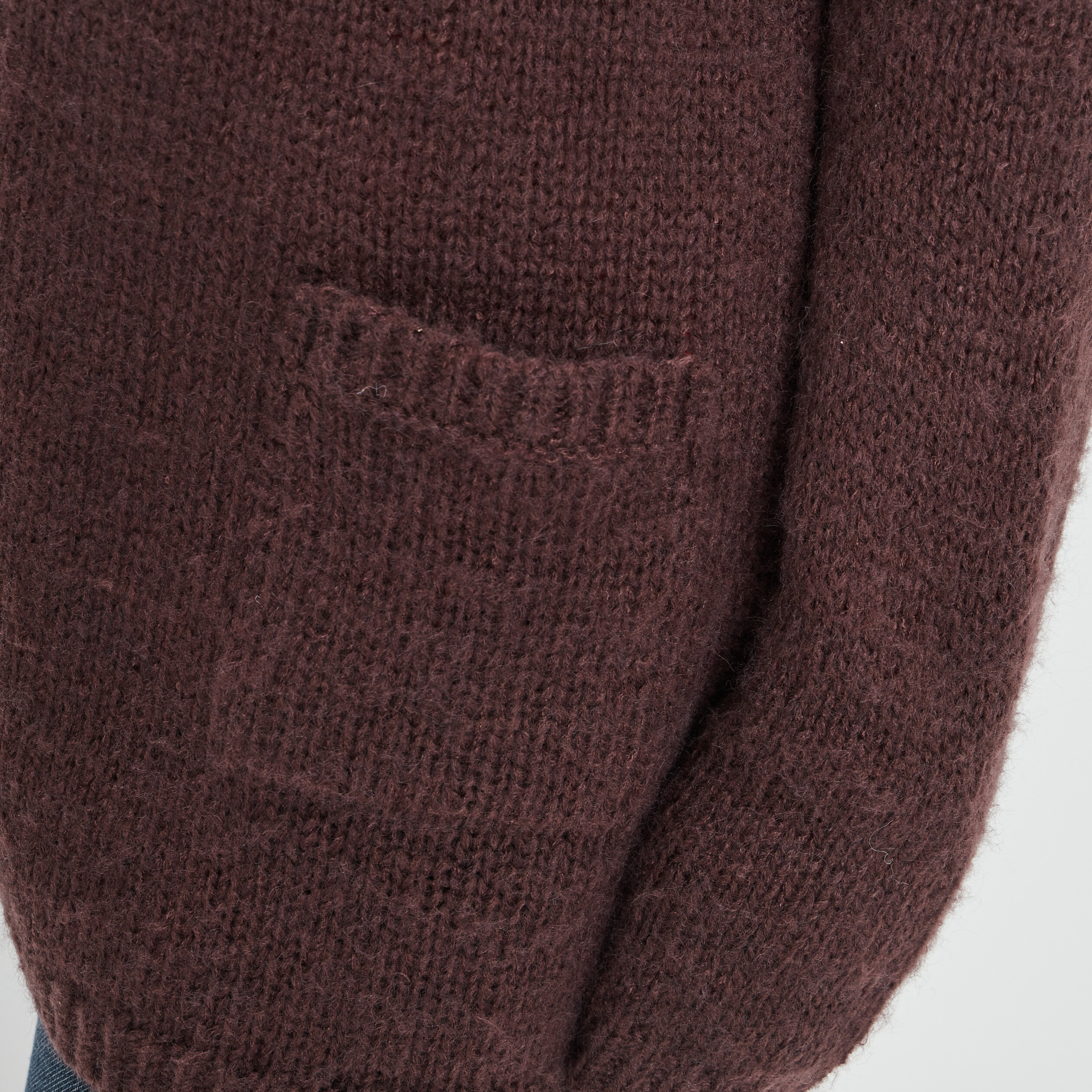 Gilet long manches longues marron foncé femme | La Halle