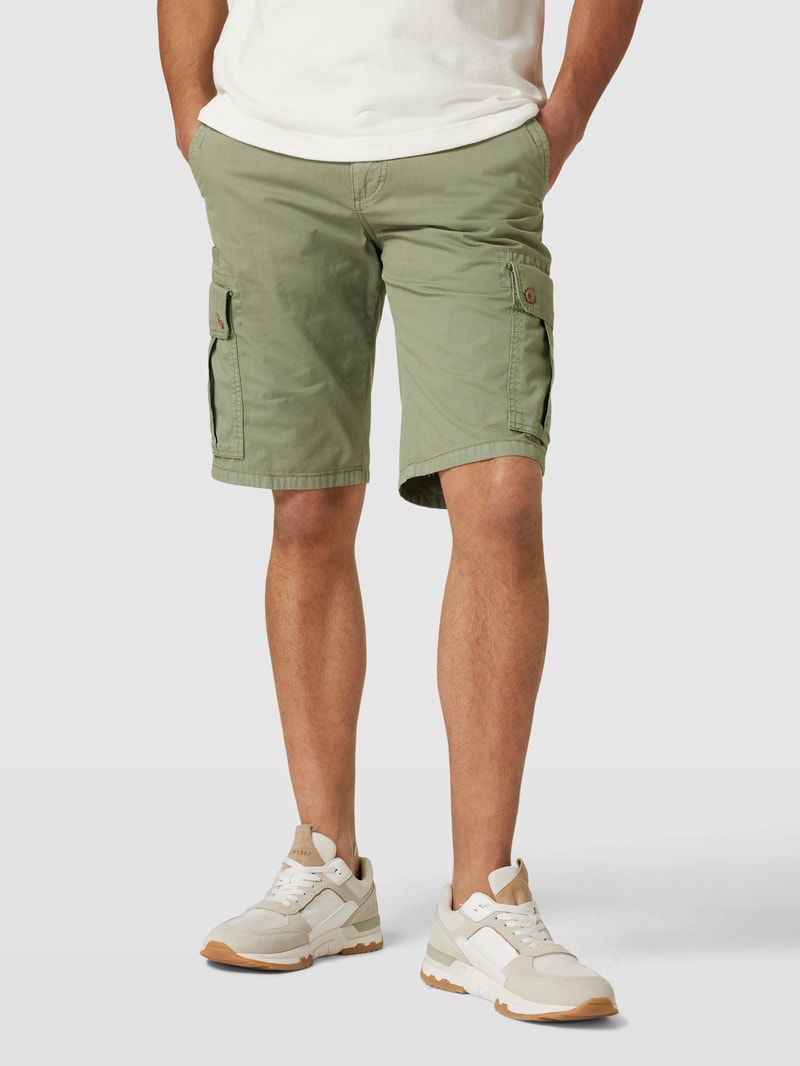 Bermudas aus Baumwolle mit Eingrifftaschen in olivgrün
