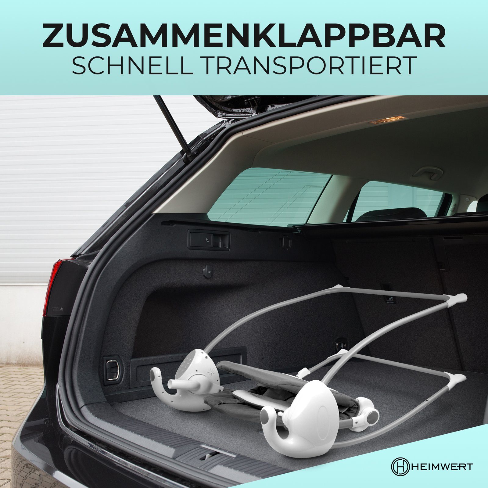 HEIMWERT Babyschaukel Babyschaukel Babywippe mit Sound elektrisch und Fernbedienung