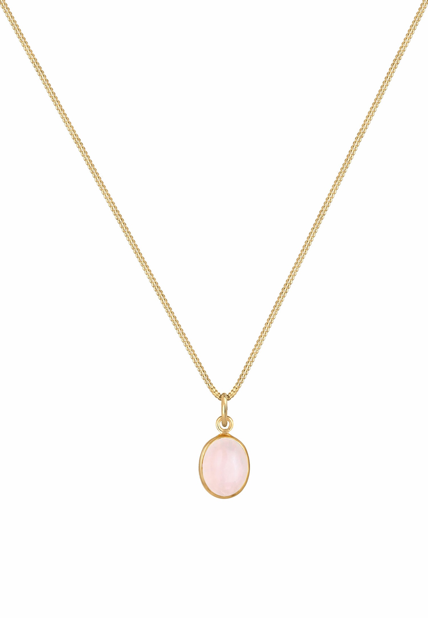 Elegante ciondolo solitario da donna Elli con quarzo rosa in argento sterling 925