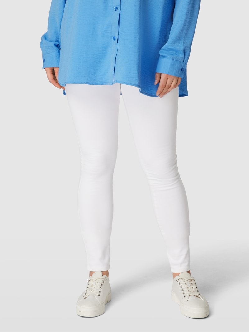 PLUS SIZE Jeans mit Label-Details Modell 'AUGUSTA' in weiß