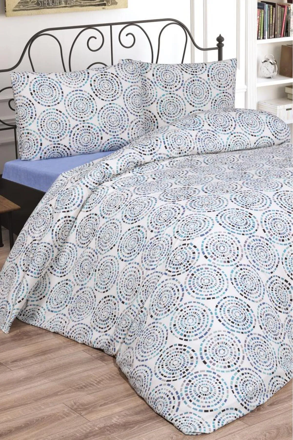 Çeyiz Diyarı  Bettwäsche Doppelbett - Blau - Gestreift