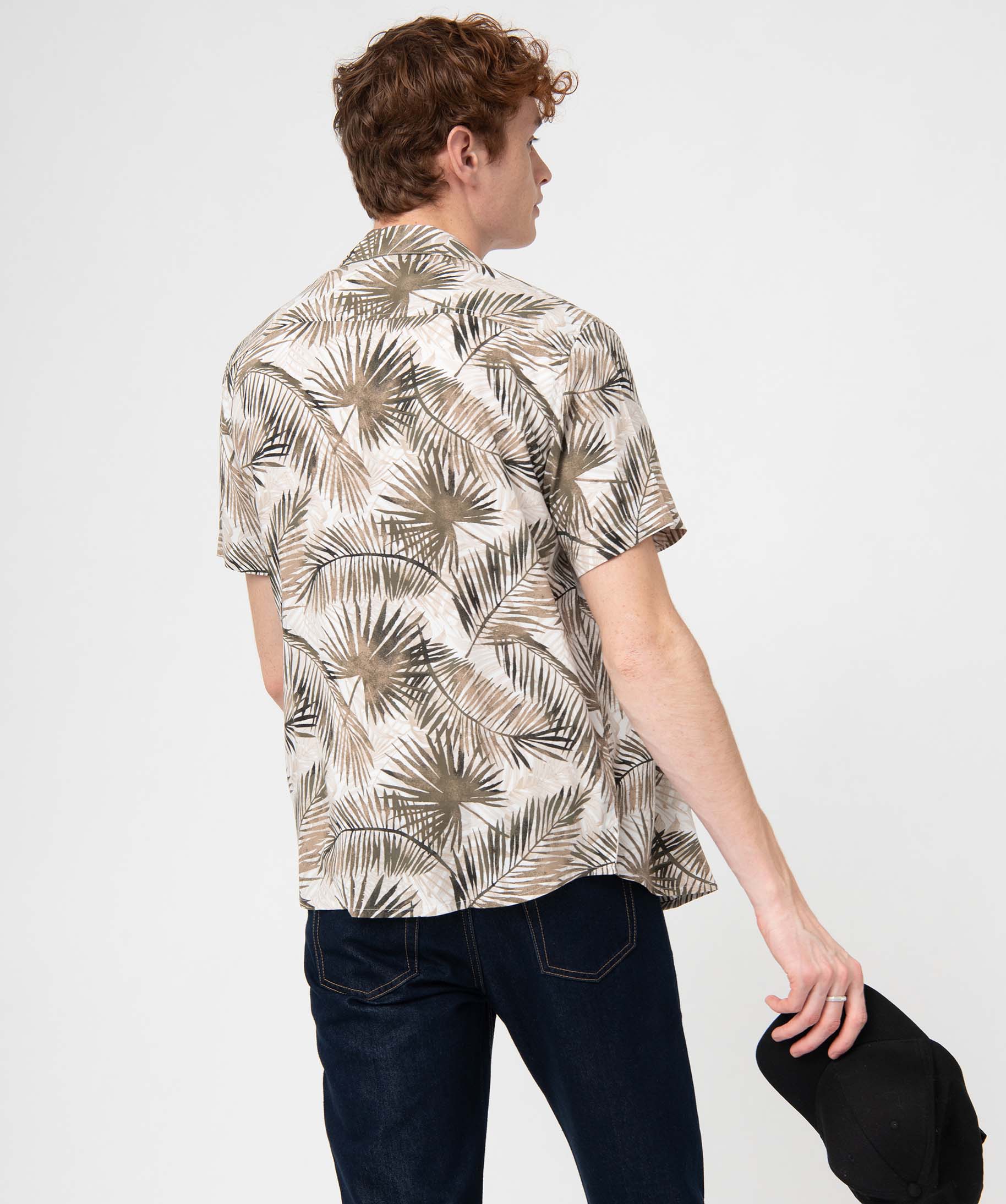 Chemise homme à manches courtes en viscose fluide imprimée imprime | GEMO