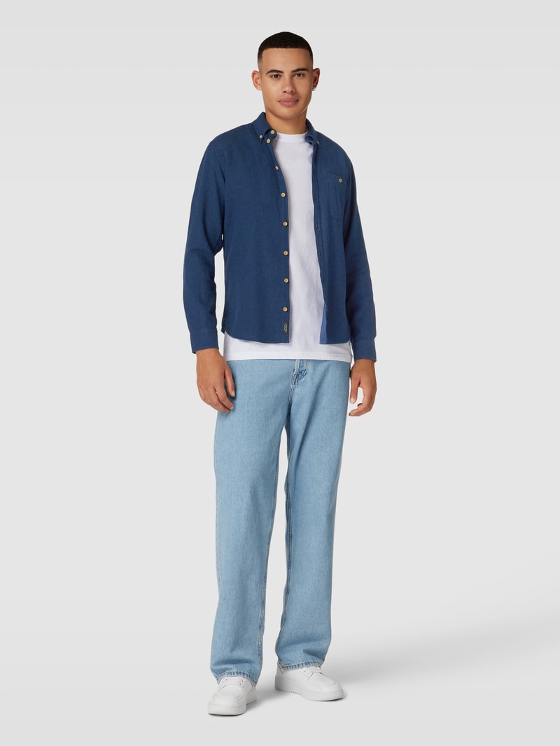 Regular Fit Freizeithemd mit Brusttasche in dunkelblau