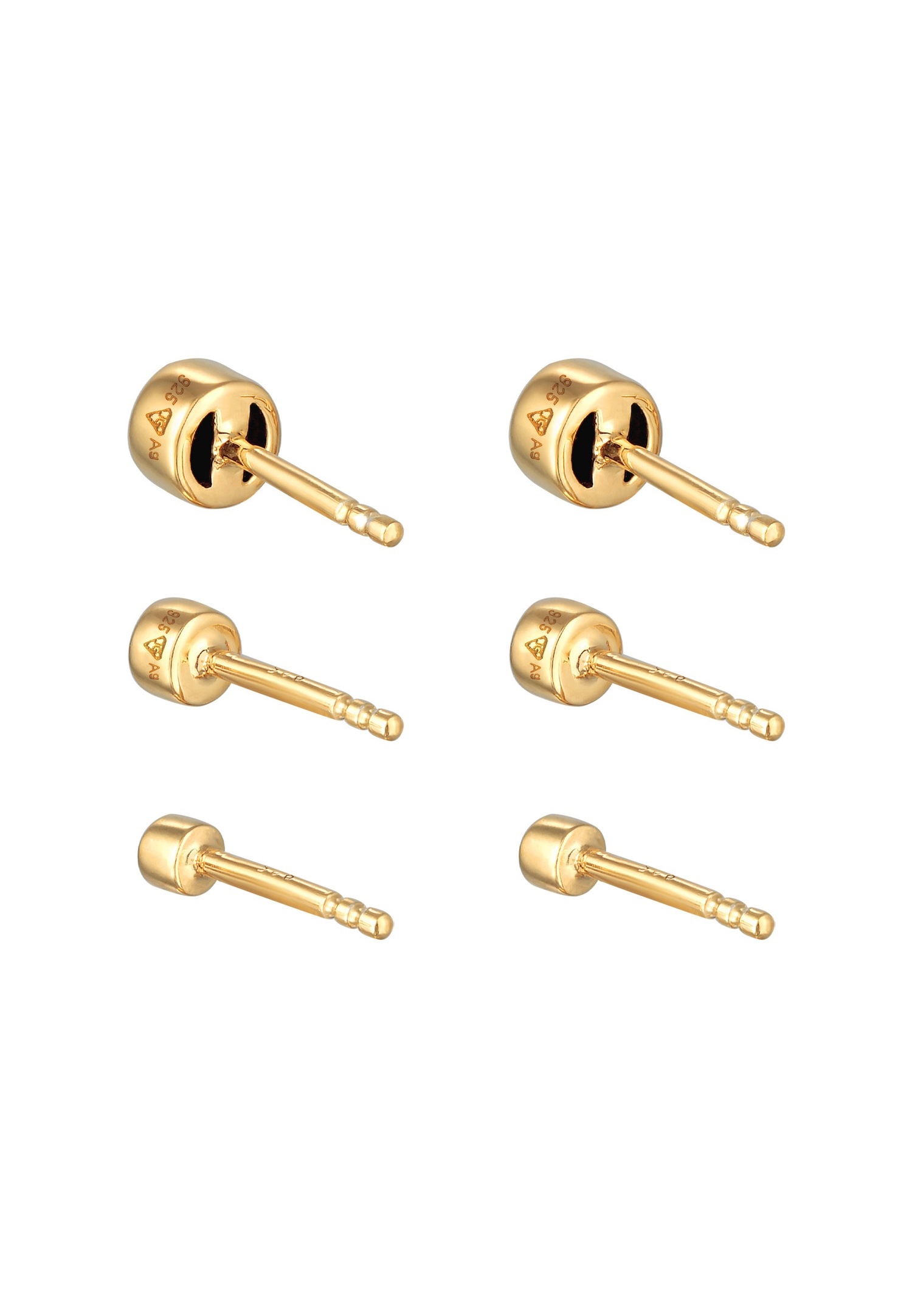 Elli Women's Basic Stud Earrings Set with Pink Crystals in 925 Sterling Silver Gold Plated