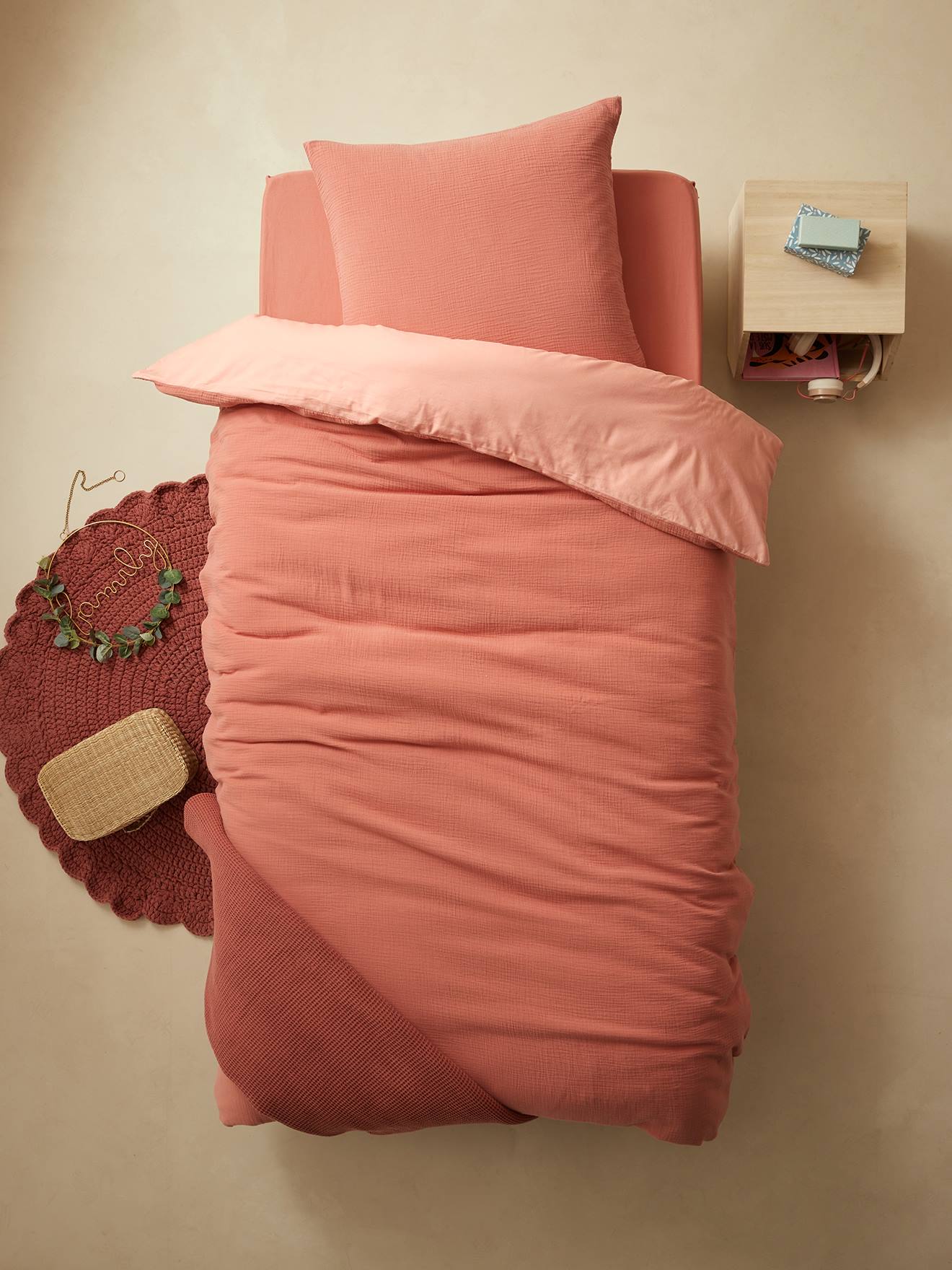 Vertbaudet Kinder Bettwäsche-Set mit Musselin Oeko-Tex - rosa