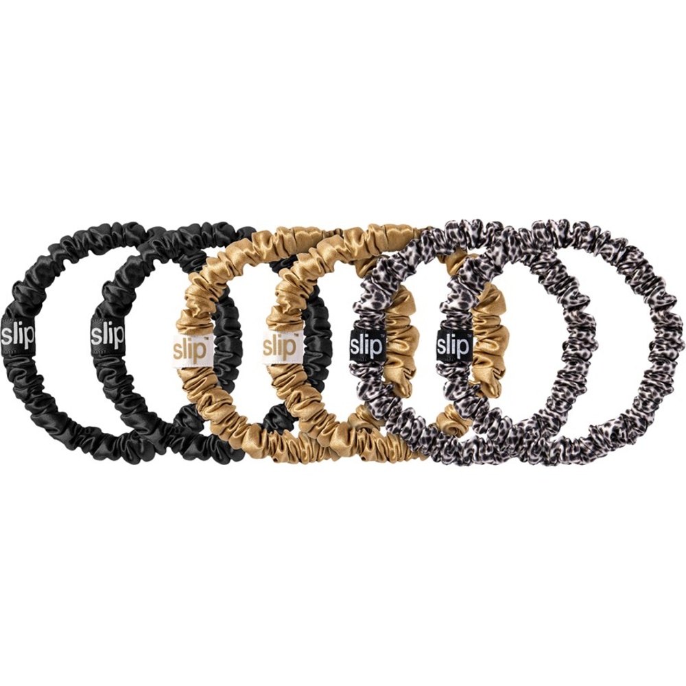 Slip Pack of 6 Pure Silk Skinny Hair Scrunchies Leopard Mix Accessoires pour les cheveux