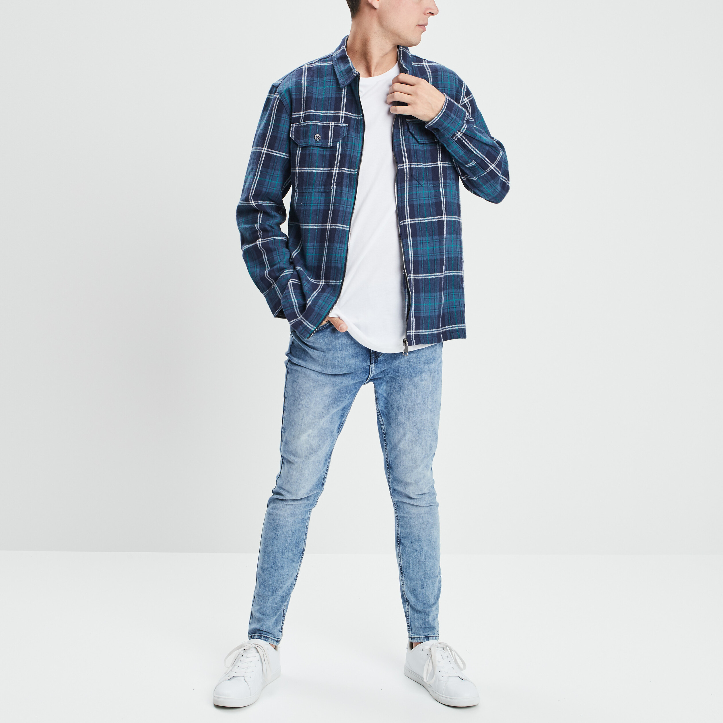 Chemise droite manches longues Creeks bleu marine homme | La Halle