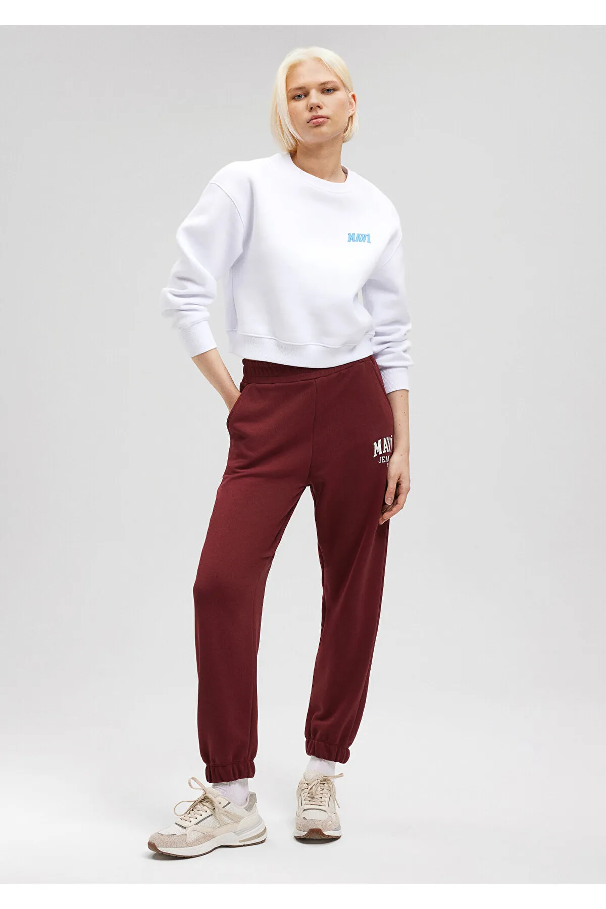 Mavi  Bordeauxrote Jogginghose mit Logo-Print 1010466-85493