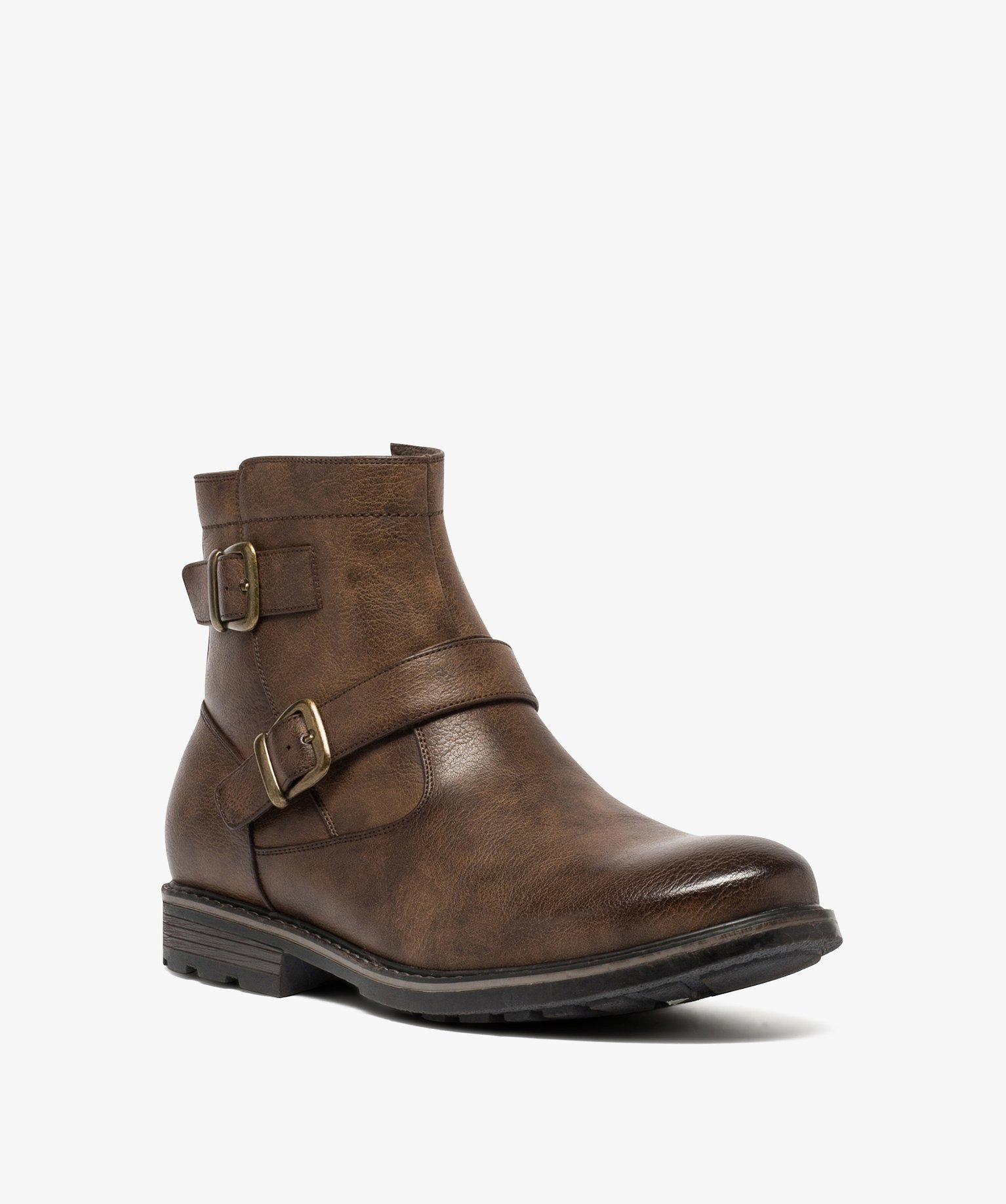 Boots homme à boucles décoratives et doublure chaude marron | GEMO